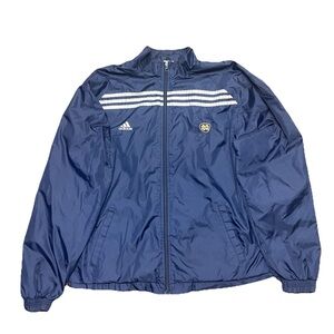 Adidas Mens Large Notre Dame Navy Lightweight Mesh Lined Full Zip Windbreaker